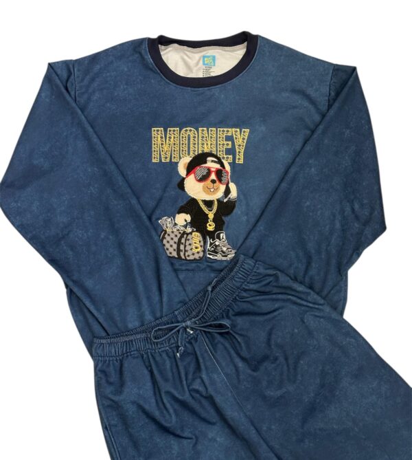 PIJAMA NICK OSO MONEY AZUL JASPE ADULTO M/L