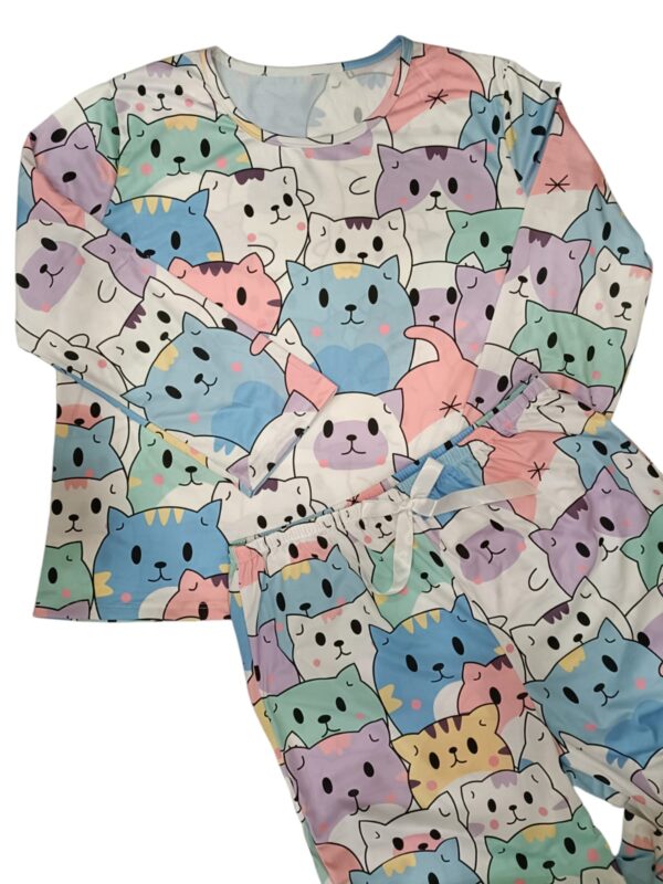 PIJAMA VERANO GATICOS BLANCO MUJER M/L