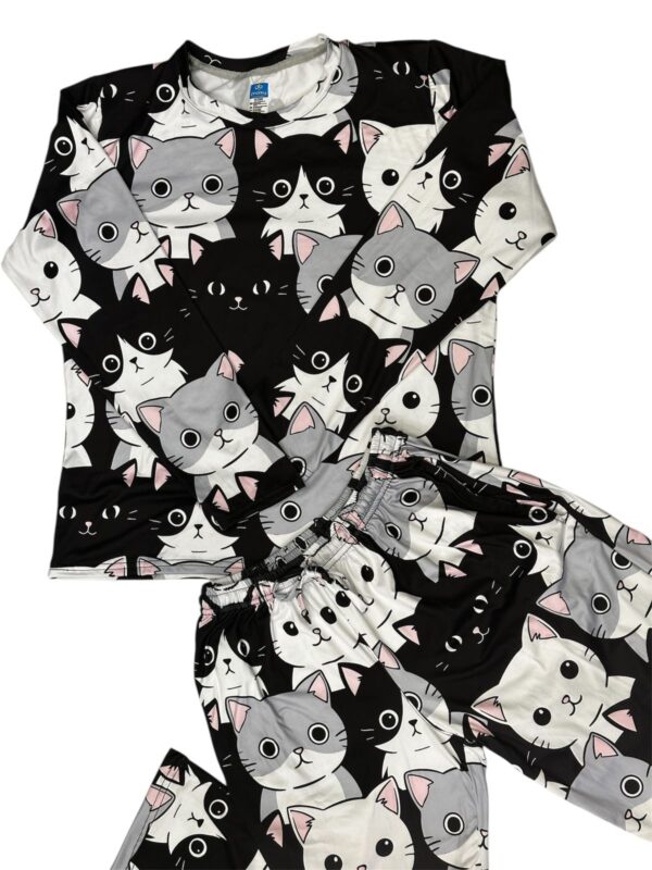 PIJAMA VERANO GATOS BLANCOS Y NEGROS MUJER M/L